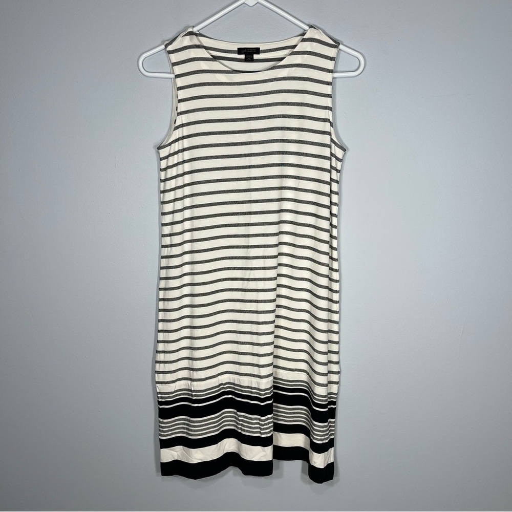 J Jill Dress Womens Extra Small Petite White Black Stripes Stretch Casual Comfy